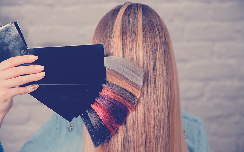 El patrón muestra la paleta de los colores del cabello en el fondo del cliente