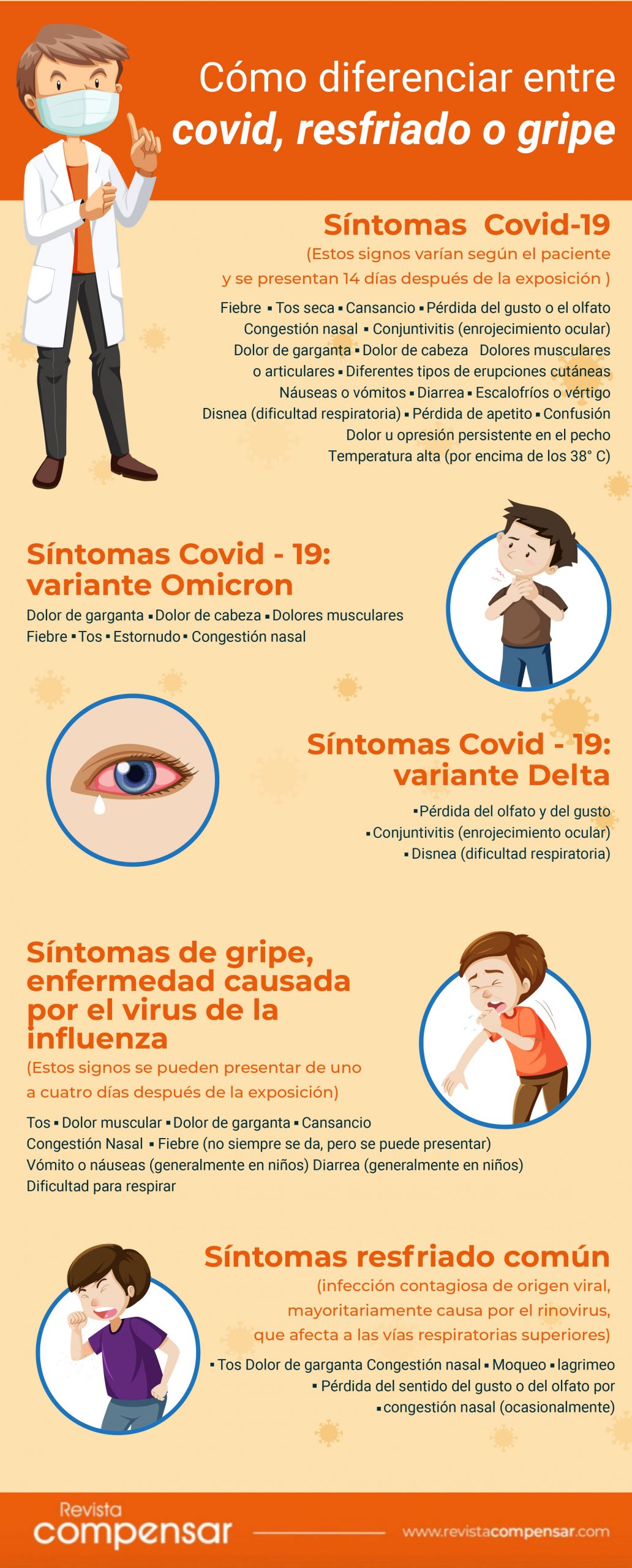 diferencias síntomas covid-gripe y resfriado