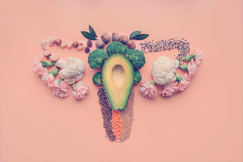 imagen con comida saludable haciendo referencia al cáncer de ovario
