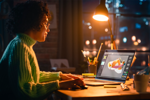 mujer trabajando en el computador