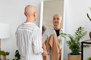 mujer con cáncer de mama